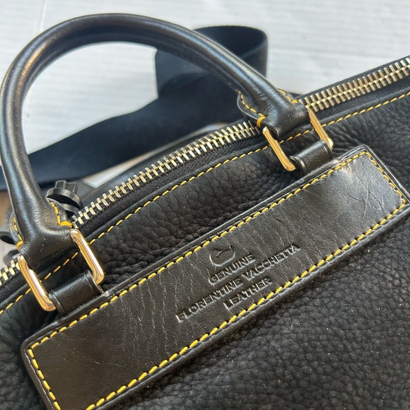 Dooney & Bourke Black Crossbody Bag Textured Florentine vacchetta  Leather as is - Picture 11 of 15